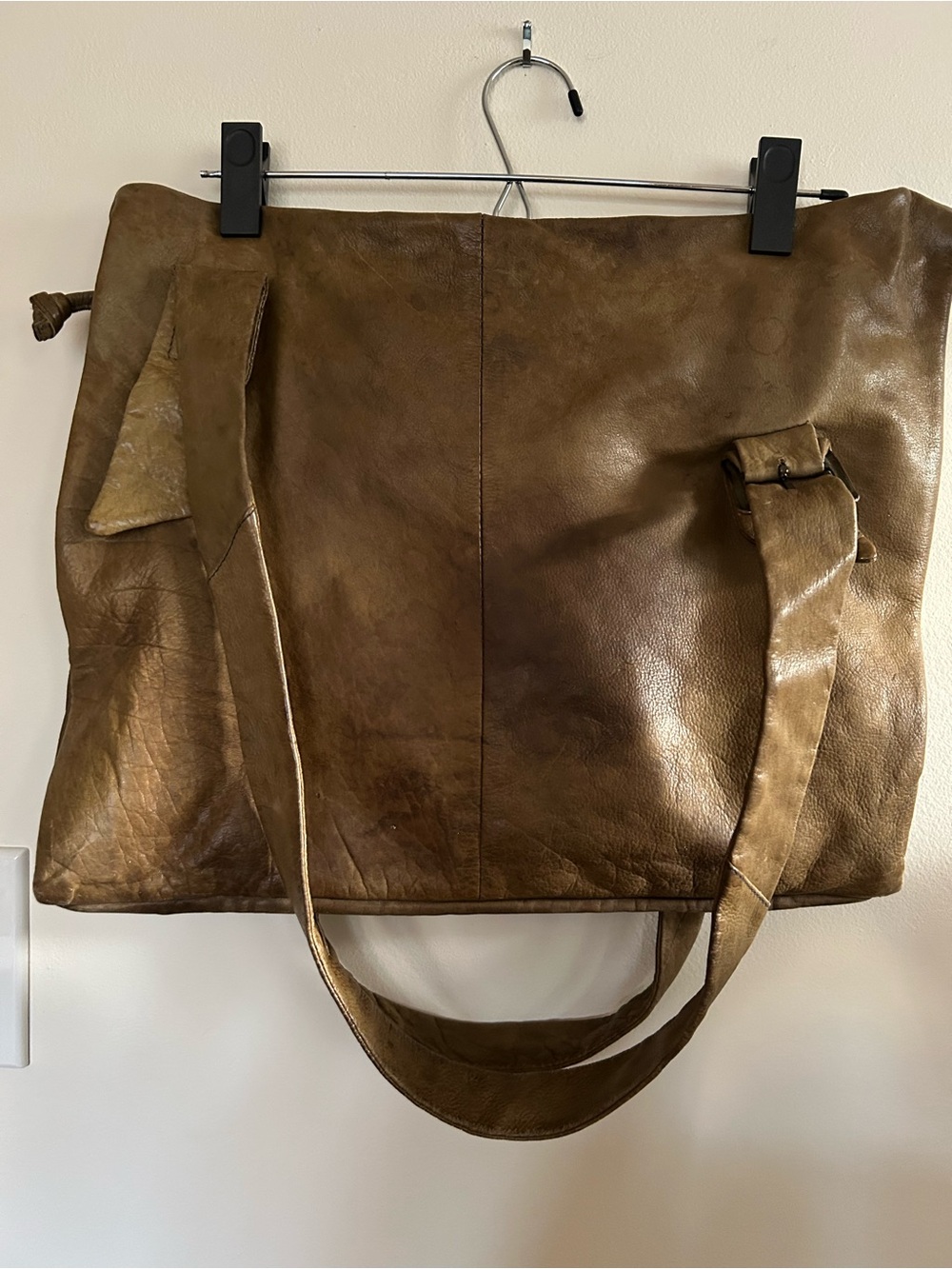 STATIS Olive Green Leather Tote Bag